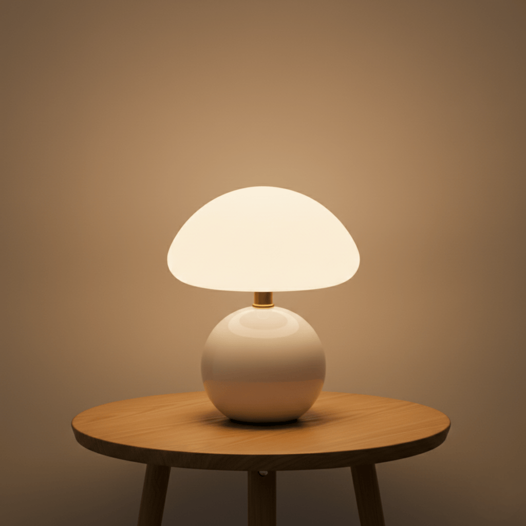 MushroomGlow | Elegant Unique Ceramic Table Lamp for Bedroom Decor