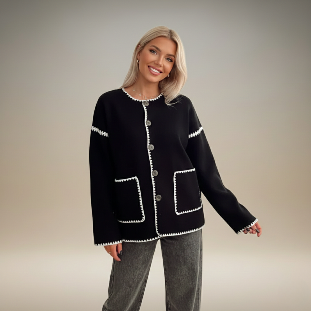 Emily | Stylish Autumn Contrast Trim Cardigan for Women