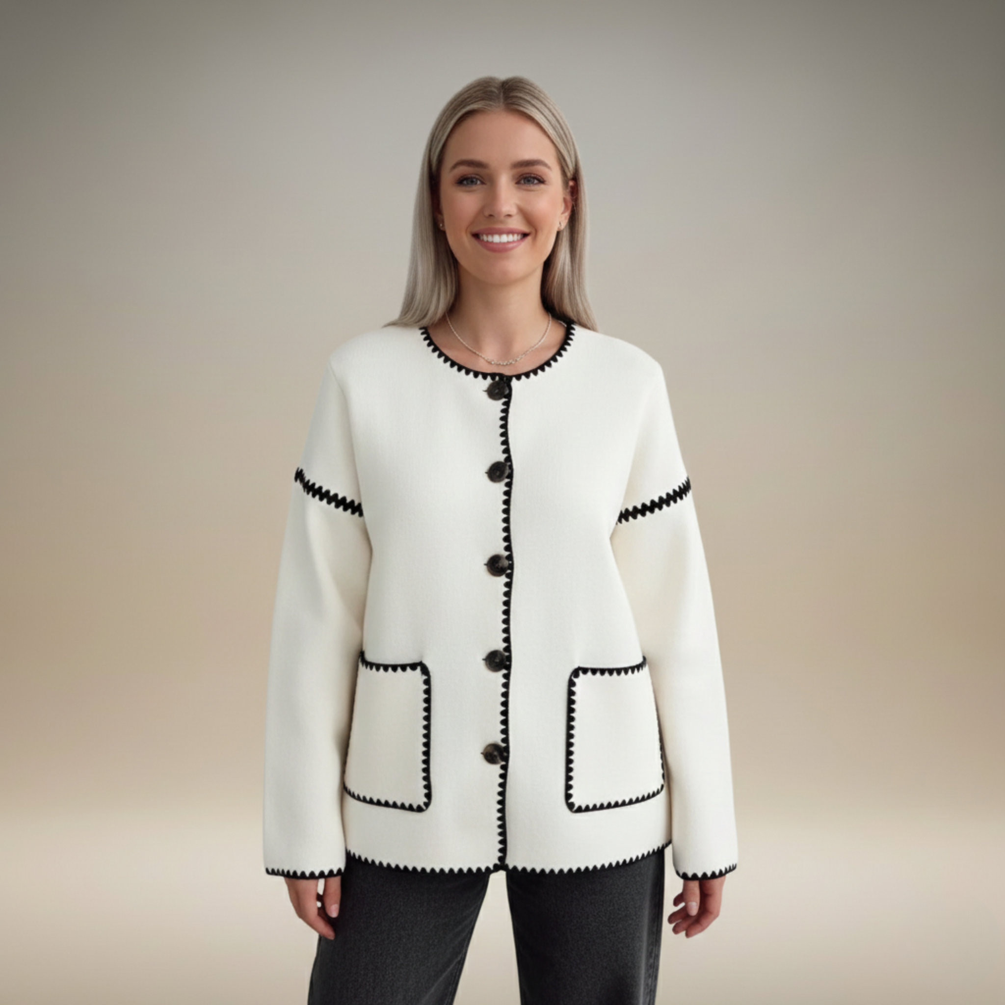 Emily | Stylish Autumn Contrast Trim Cardigan for Women