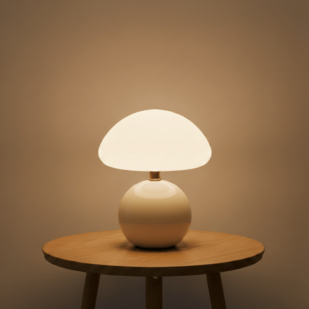 MushroomGlow | Elegant Unique Ceramic Table Lamp for Bedroom Decor