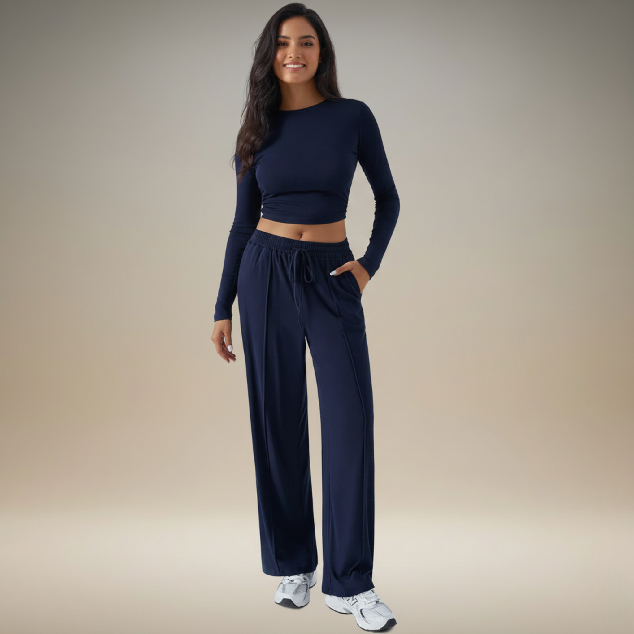 Casual Chic | Women's Two Piece Set with Wide Top & Elastic Pants | Comfortable Co Ord Sets for Everyday Wear