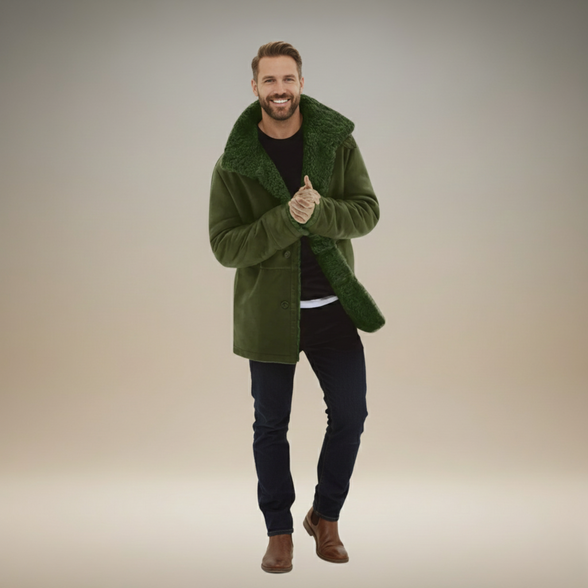 Ethan | Stylish Fleece Men's Winter Jacket with Wide Lapel