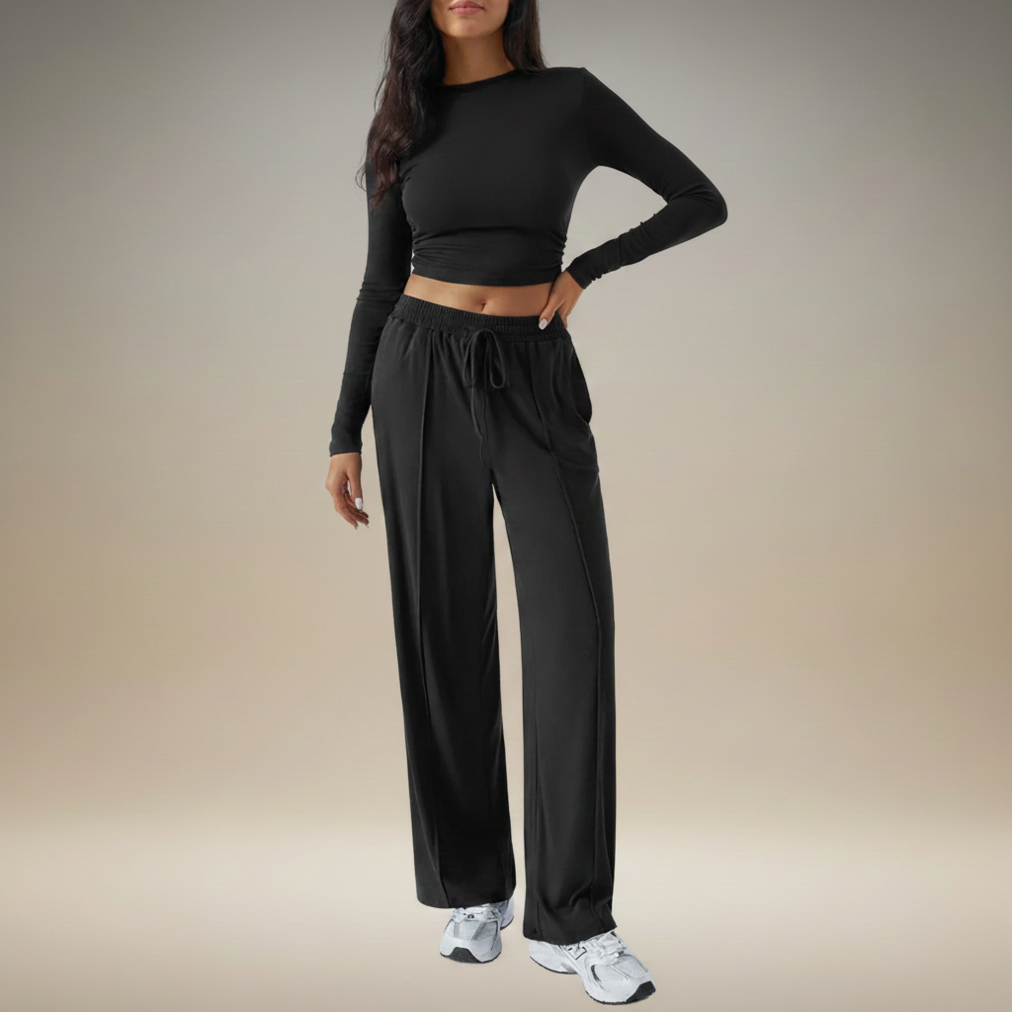 Casual Chic | Women's Two Piece Set with Wide Top & Elastic Pants | Comfortable Co Ord Sets for Everyday Wear