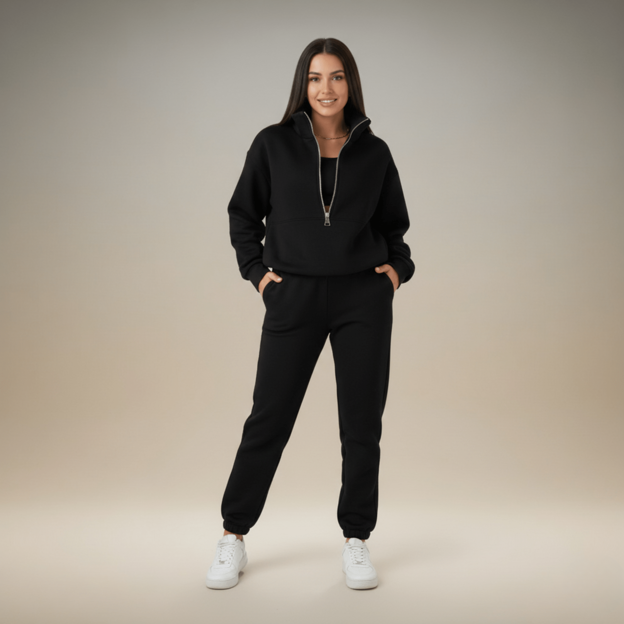 Sophie | Chic Cropped Sweatshirt Womens Tracksuit Set