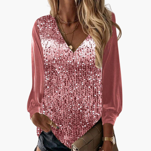 Ava | Glamorous Long Sleeve Sequin Blouse for Women