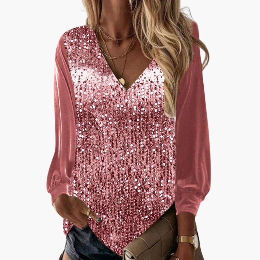 Ava | Glamorous Long Sleeve Sequin Blouse for Women 0