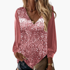 Ava | Glamorous Long Sleeve Sequin Blouse for Women 0