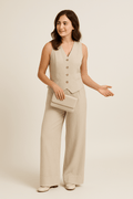 Ava | Stylish Linen Women's Suit & Wide-Leg Trousers Set 0