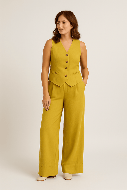 Ava | Stylish Linen Women's Suit & Wide-Leg Trousers Set 1