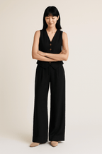 Ava | Stylish Linen Women's Suit & Wide-Leg Trousers Set 2