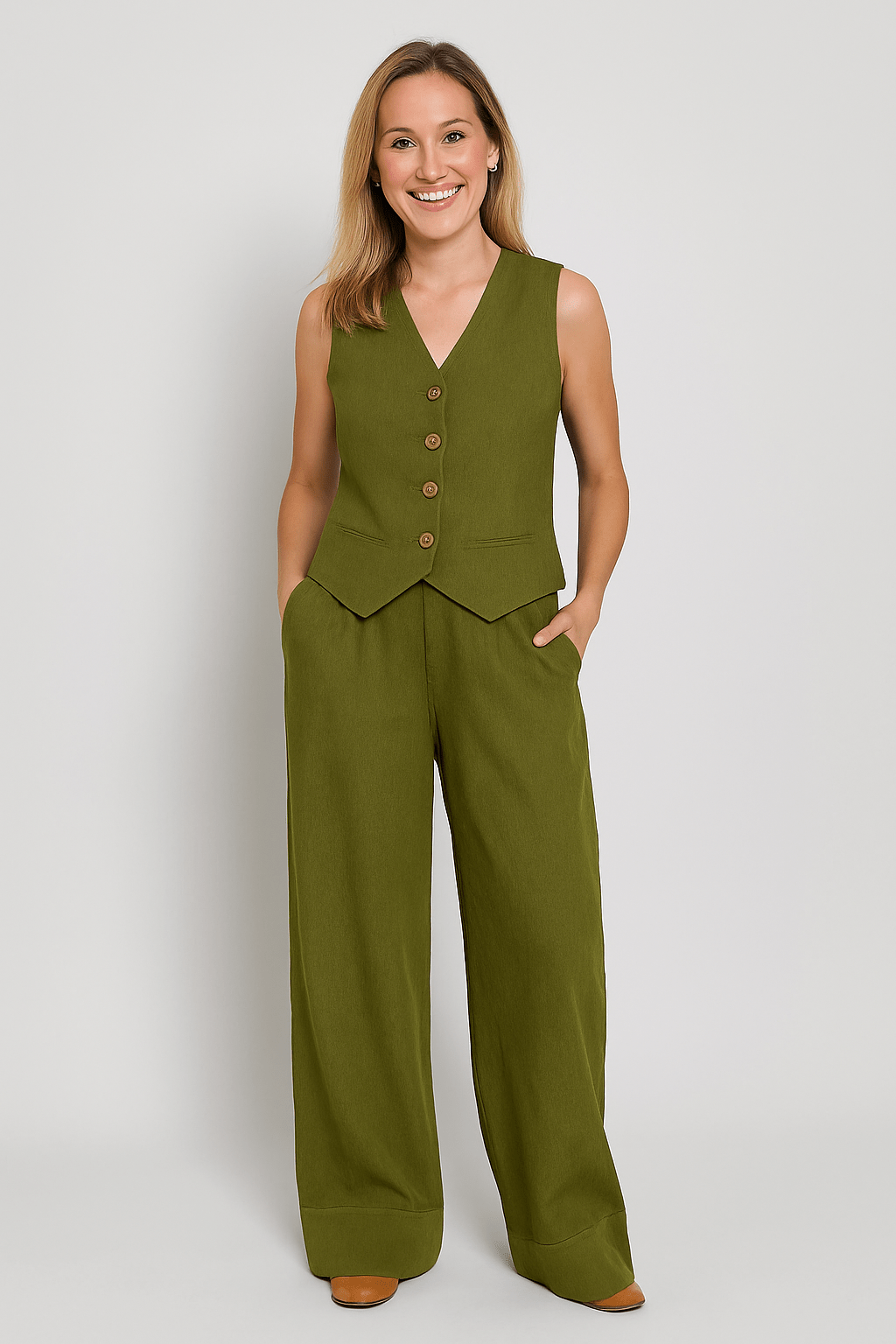 Ava | Stylish Linen Women's Suit & Wide-Leg Trousers Set 4