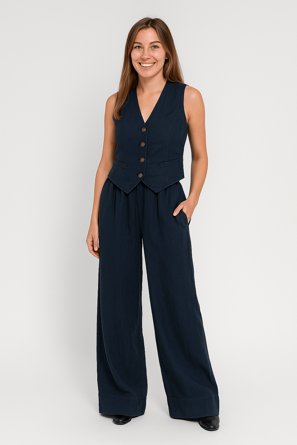 Ava | Stylish Linen Women's Suit & Wide-Leg Trousers Set 5