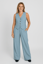 Ava | Stylish Linen Women's Suit & Wide-Leg Trousers Set 6