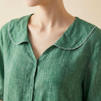 Blouse Women | Peter Pan Collar & Ruffle Sleeve Button-Front