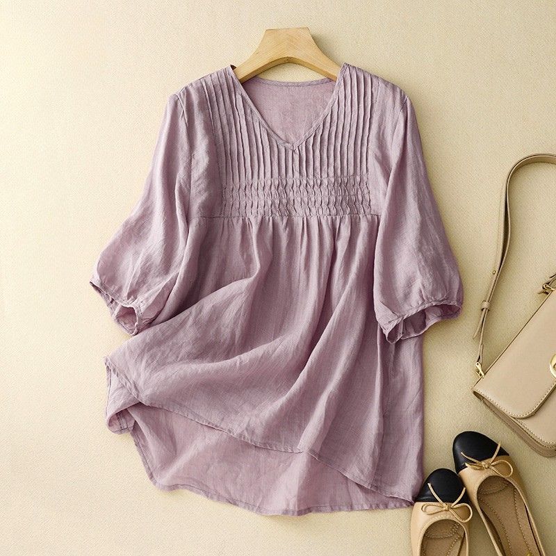 Blouse Women | Pintuck V-Neck & Smocked Waist Summer Design