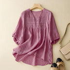 Blouse Women | Pintuck V-Neck & Smocked Waist Summer Design