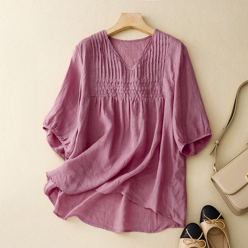 Blouse Women | Pintuck V-Neck & Smocked Waist Summer Design