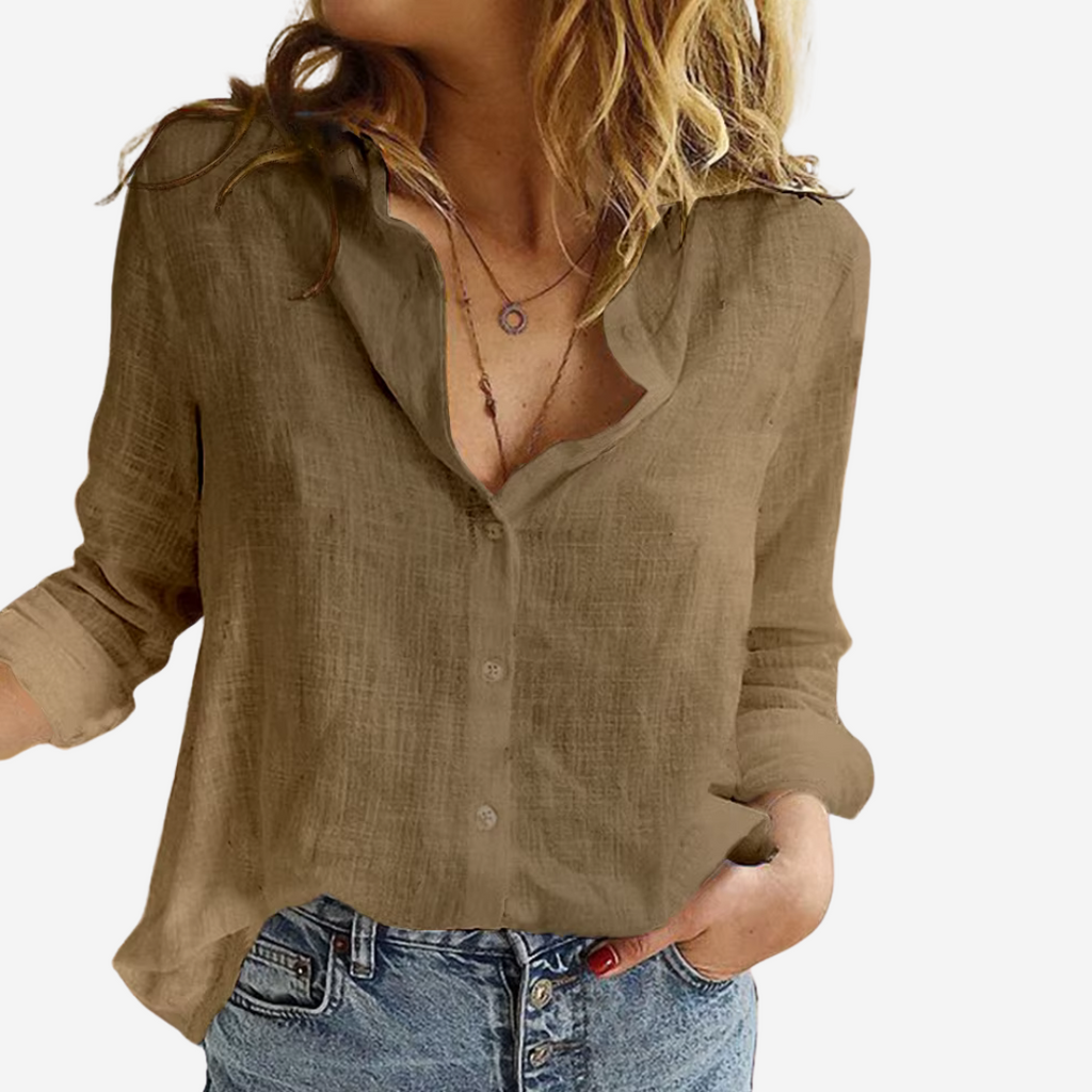 Blouse Women | Relaxed Fit & Classic Collar Long Sleeve Style