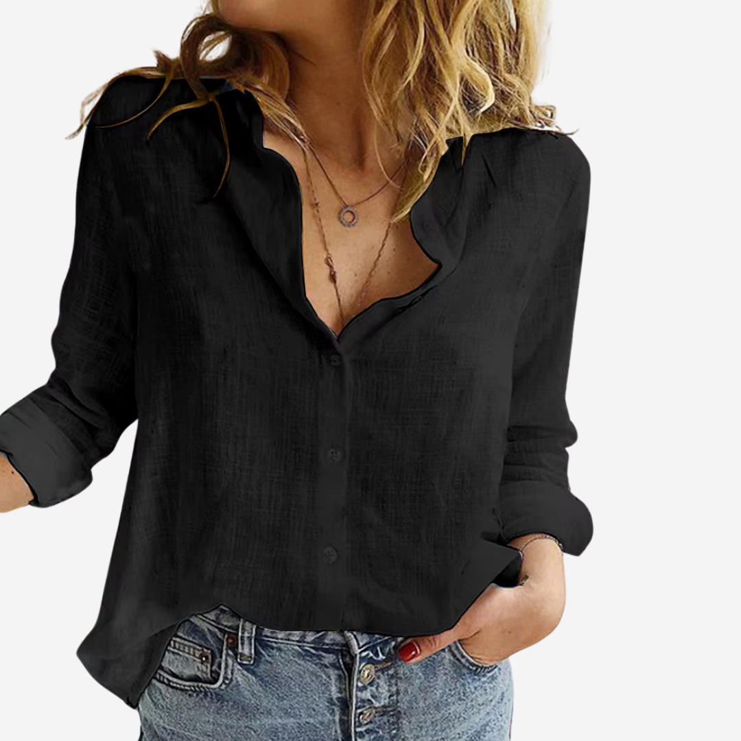 Blouse Women | Relaxed Fit & Classic Collar Long Sleeve Style