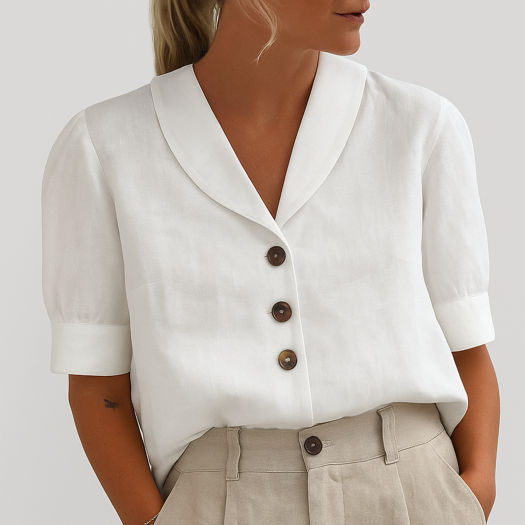 Blouse Women | V-Neck Button-Front & Smart Casual Short Sleeve