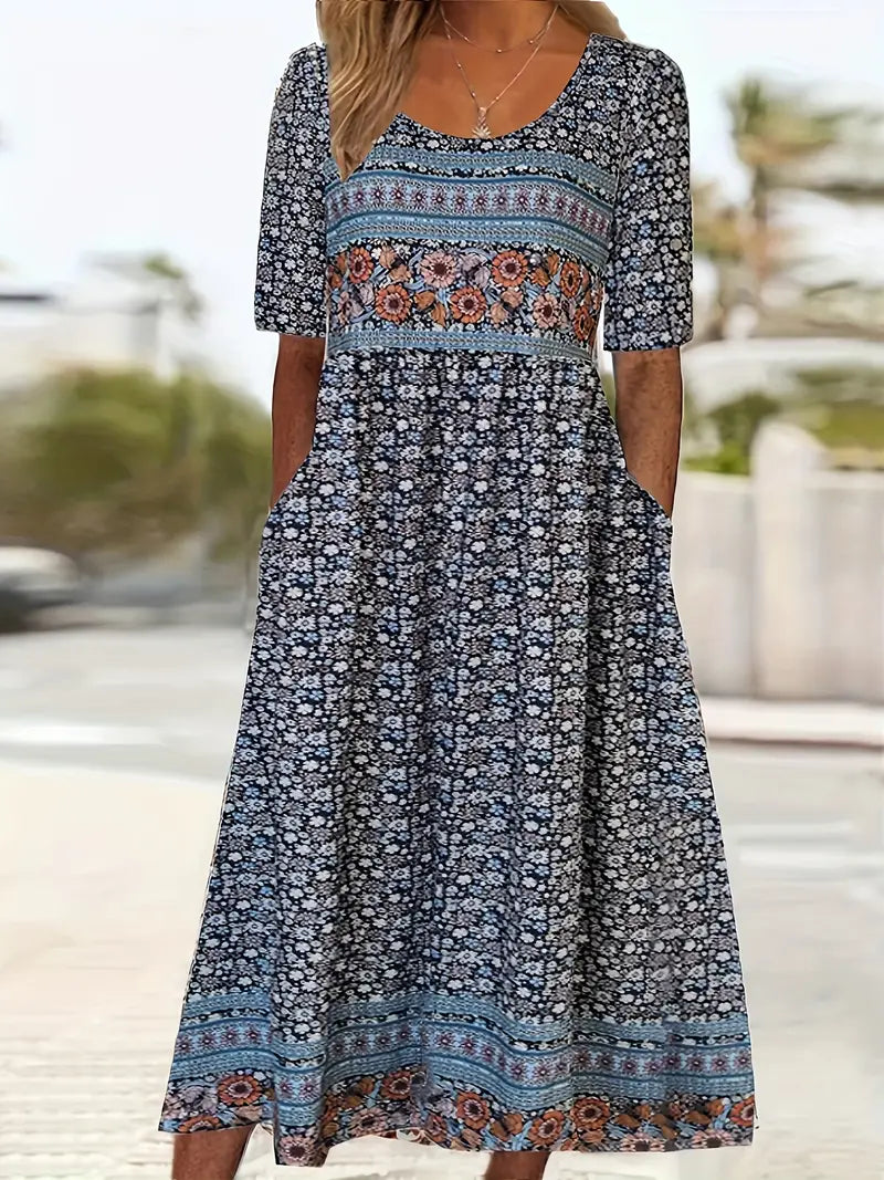 Boho Midi Dress Women's | Floral Print & All-Day Comfort