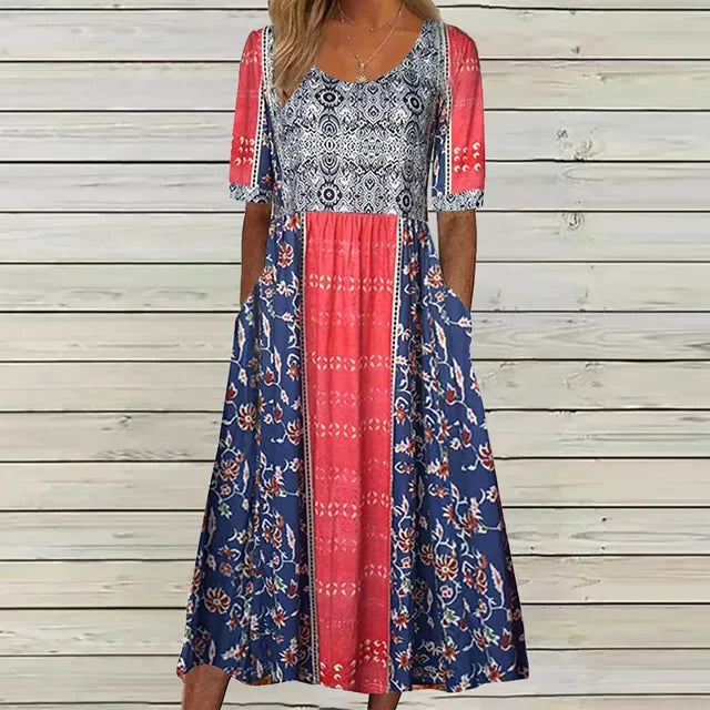 Boho Midi Dress Women's | Floral Print & All-Day Comfort
