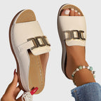Brown Comfy Buckle Sandals Women UK – Smart Casual Holiday Wear Evening Footwear 2