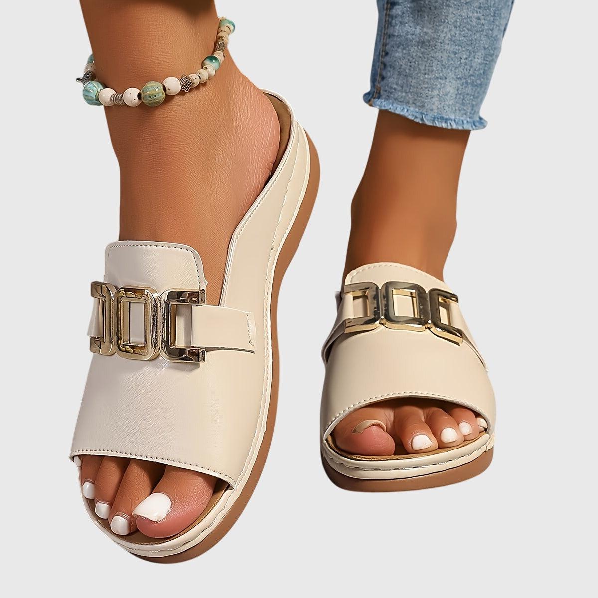 Brown Comfy Buckle Sandals Women UK – Smart Casual Holiday Wear Evening Footwear 3