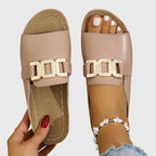 Brown Comfy Buckle Sandals Women UK – Smart Casual Holiday Wear Evening Footwear 4