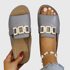 Brown Comfy Buckle Sandals Women UK – Smart Casual Holiday Wear Evening Footwear 5