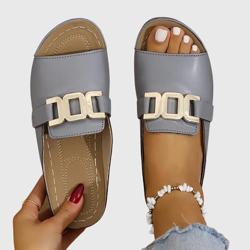 Brown Comfy Buckle Sandals Women UK – Smart Casual Holiday Wear Evening Footwear 5