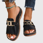 Brown Comfy Buckle Sandals Women UK – Smart Casual Holiday Wear Evening Footwear 6