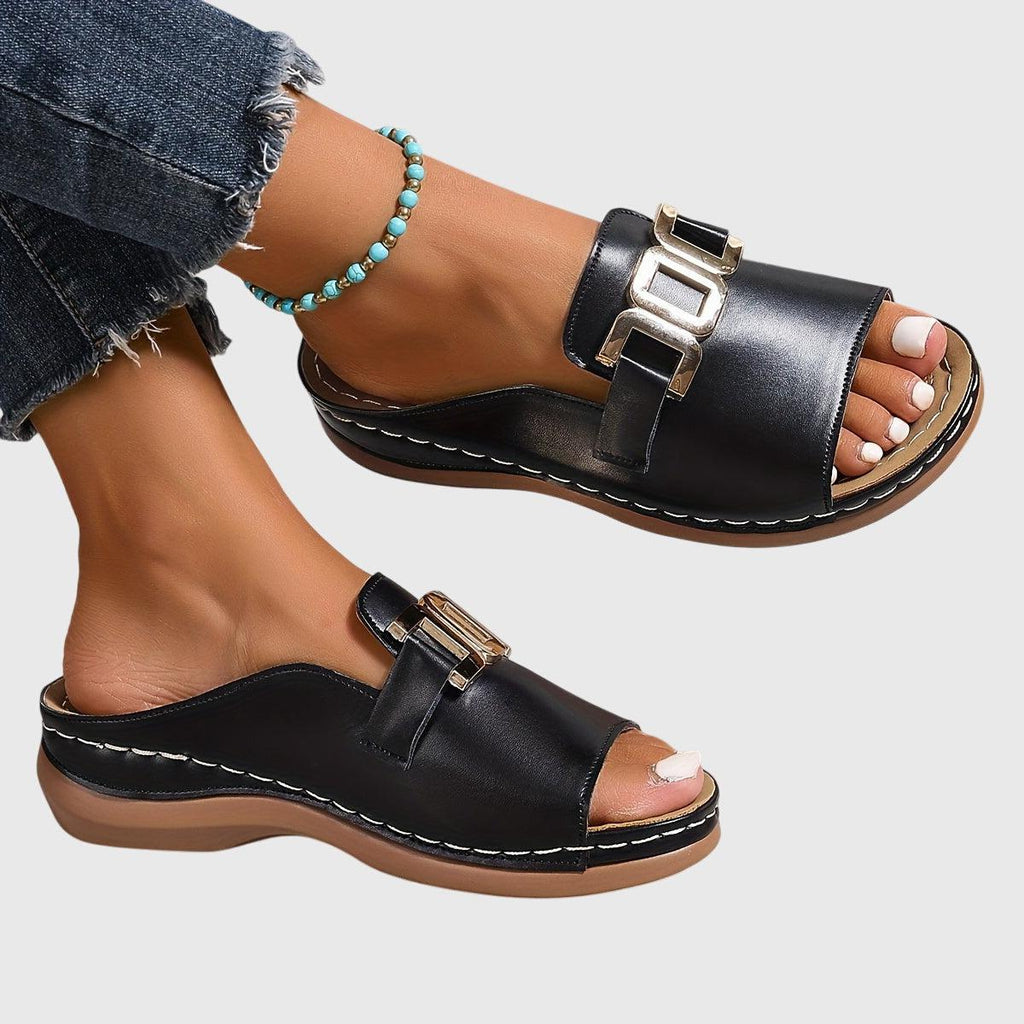 Brown Comfy Buckle Sandals Women UK – Smart Casual Holiday Wear Evening Footwear 7