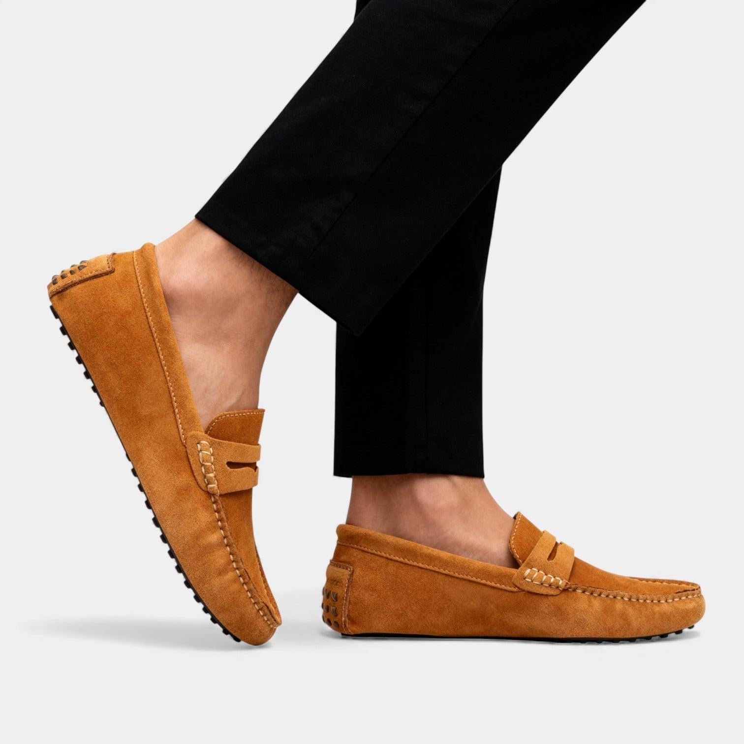 Brown Suede Men's Driving Loafers UK – Casual Slip-On Shoes, Smart Casual Office Wear 4