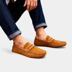 Brown Suede Men's Driving Loafers UK – Casual Slip-On Shoes, Smart Casual Office Wear 5