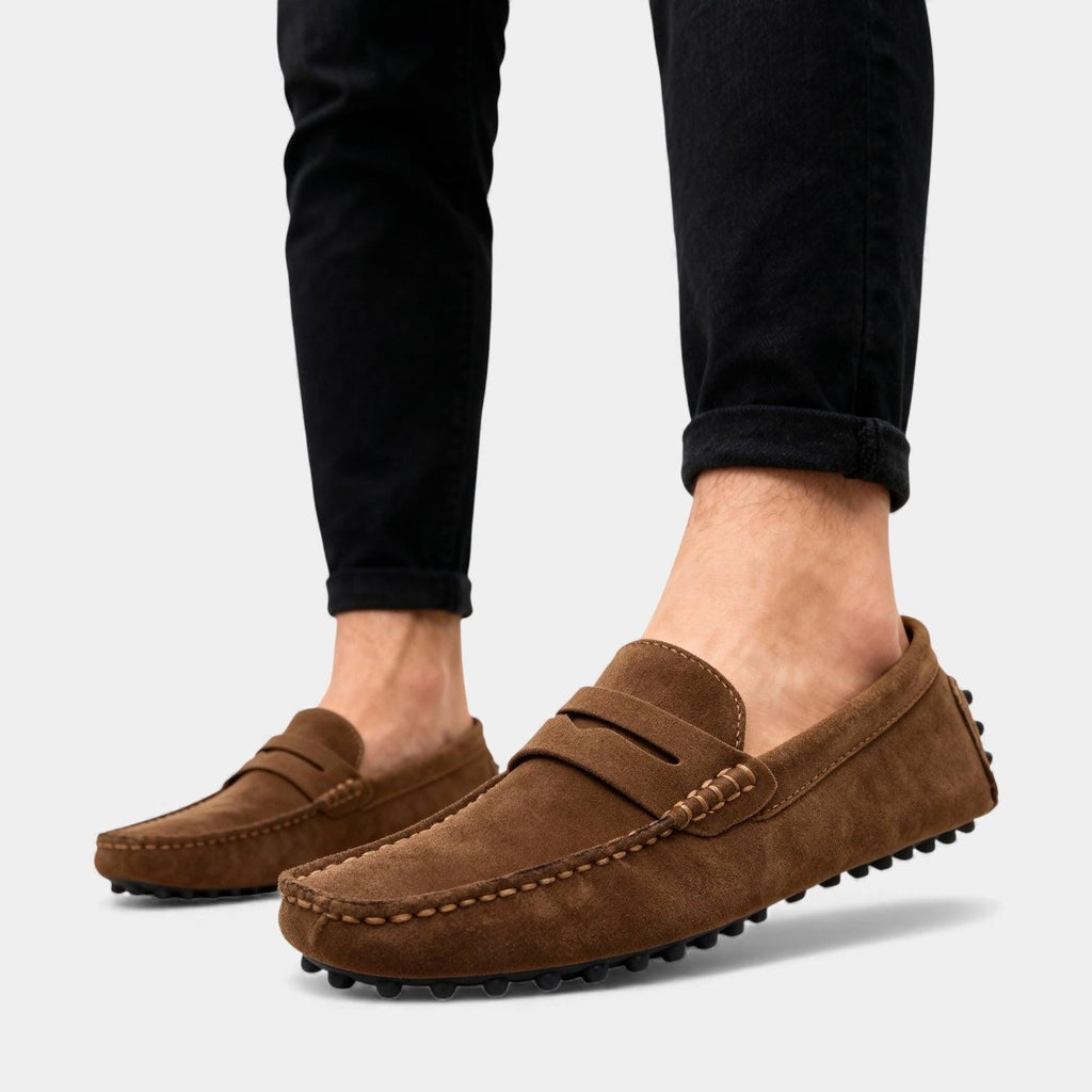 Brown Suede Men's Driving Loafers UK – Casual Slip-On Shoes, Smart Casual Office Wear 8
