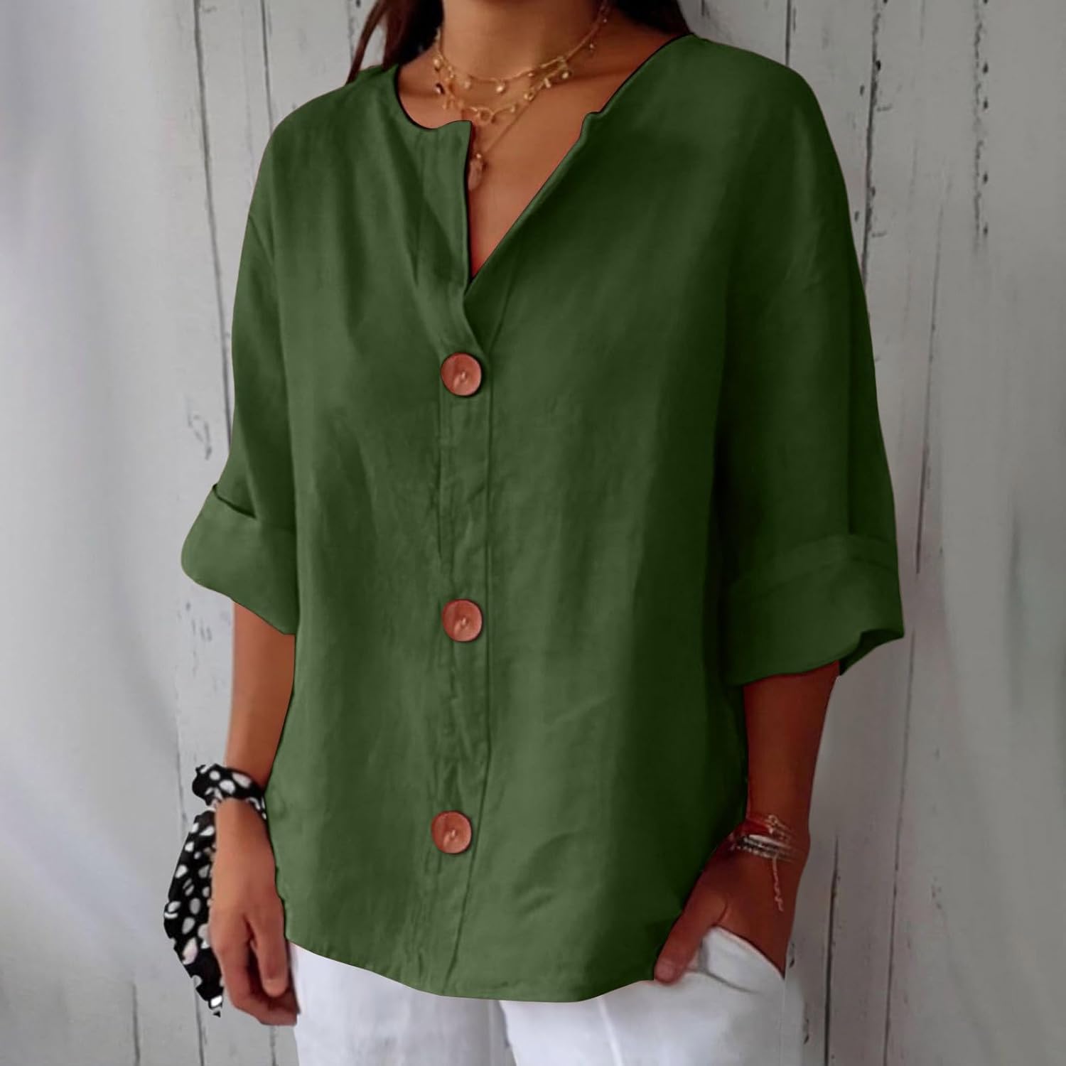 Cotton Linen Top Women – Relaxed Fit Summer Blouse 12