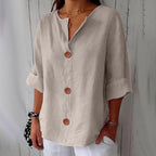 Cotton Linen Top Women – Relaxed Fit Summer Blouse 2
