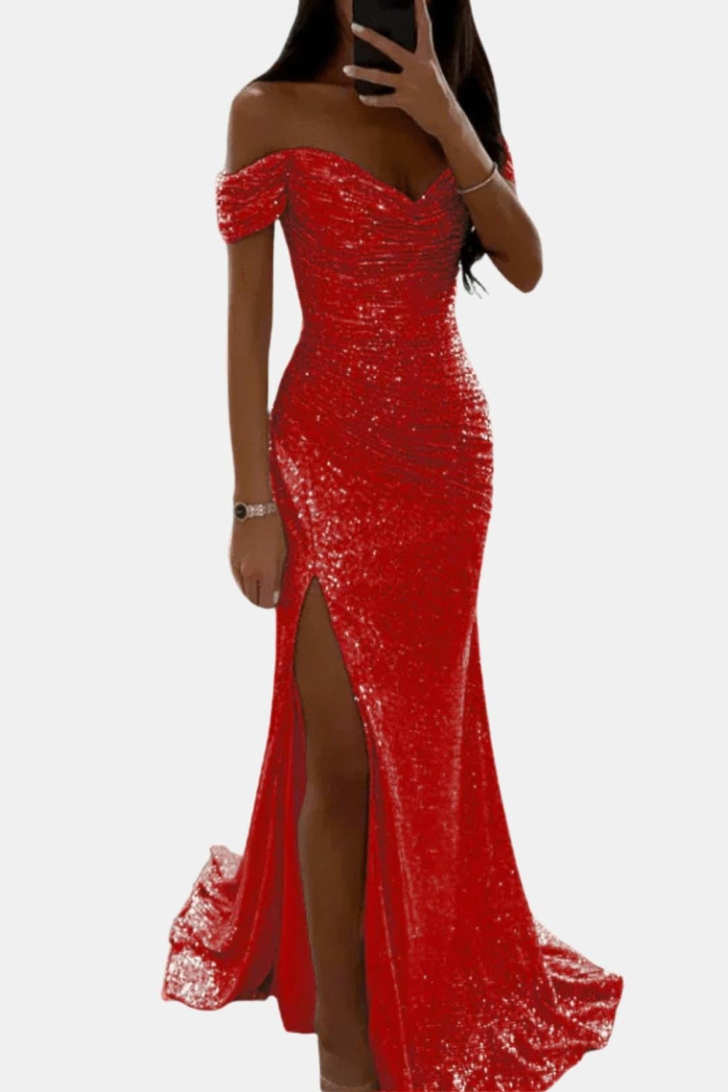 Sophia | Elegant Off-Shoulder Sequin Maxi Dress for Women 7