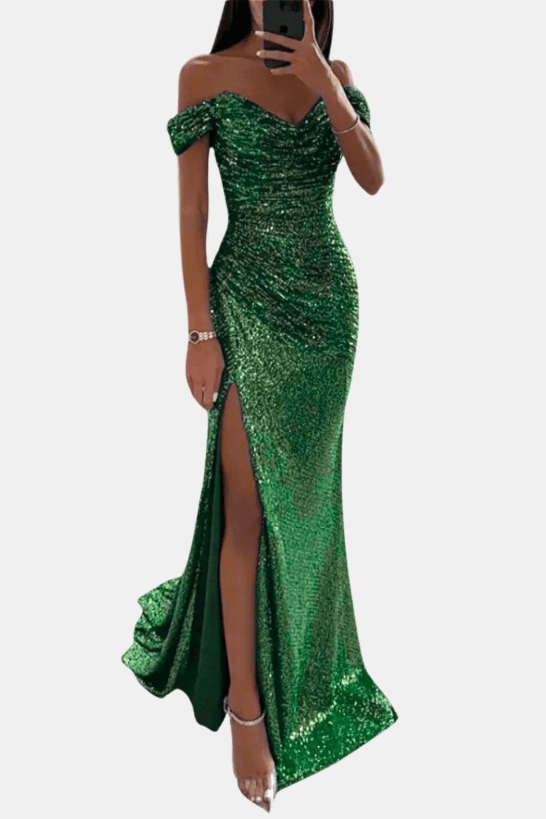 Sophia | Elegant Off-Shoulder Sequin Maxi Dress for Women 9