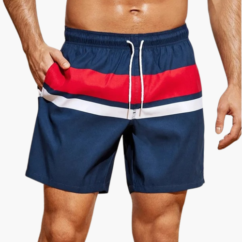 Ethan | Modern Striped Men's Swim Shorts for Beach and Pool