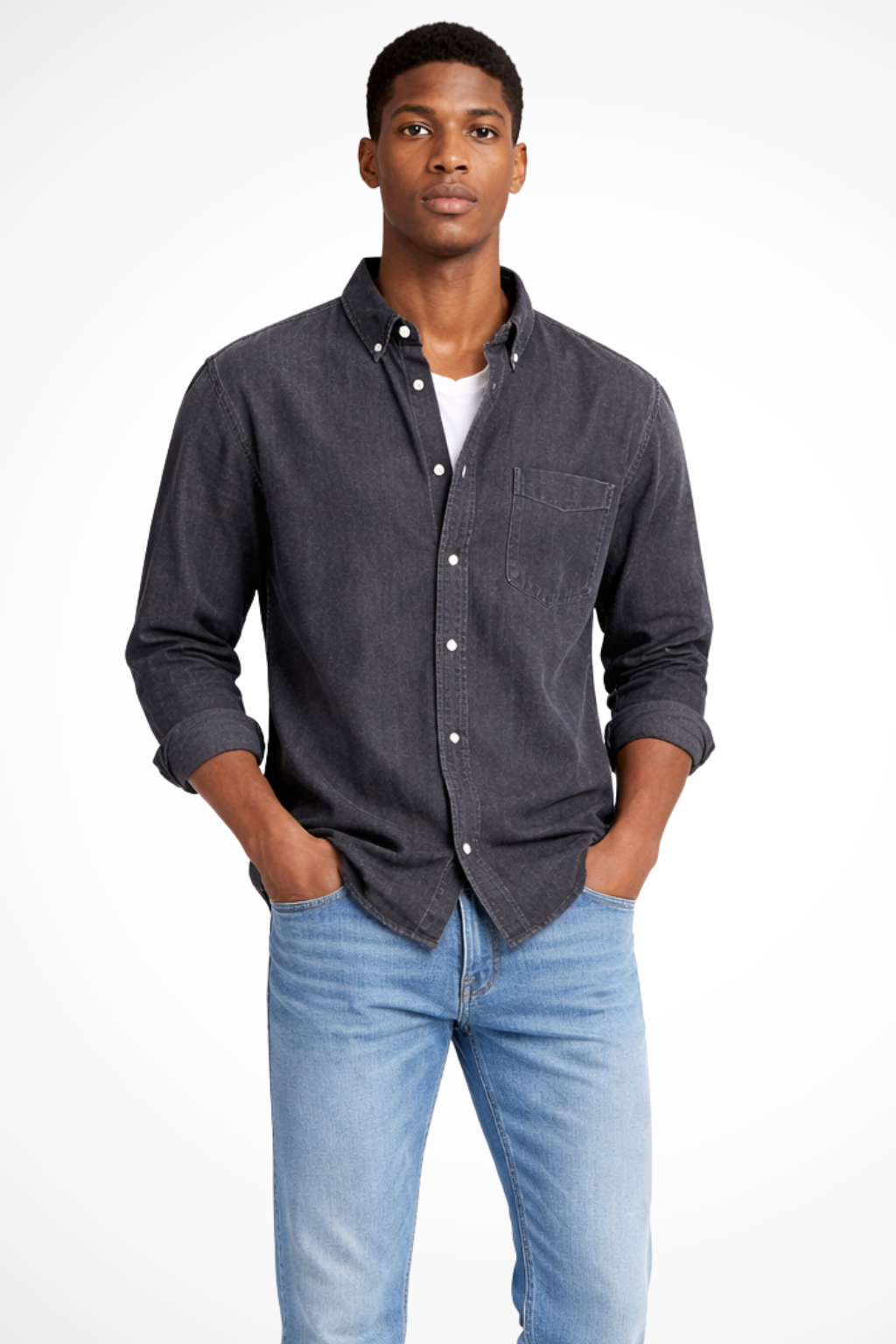 Ethan | Relaxed Light Wash Denim Men's Shirt