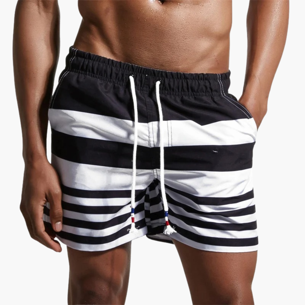 Ethan | Modern Striped Men's Swim Shorts for Beach and Pool 0