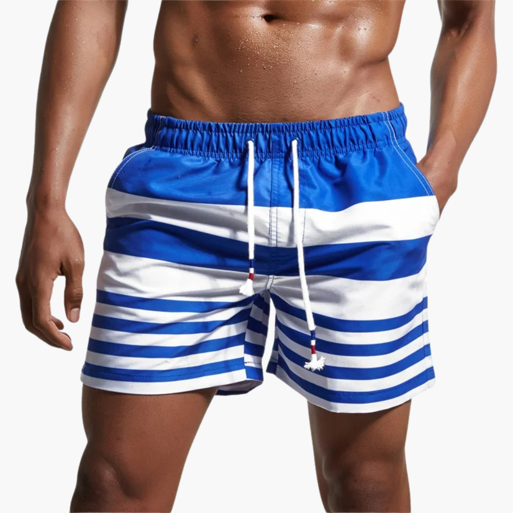 Ethan | Modern Striped Men's Swim Shorts for Beach and Pool 1