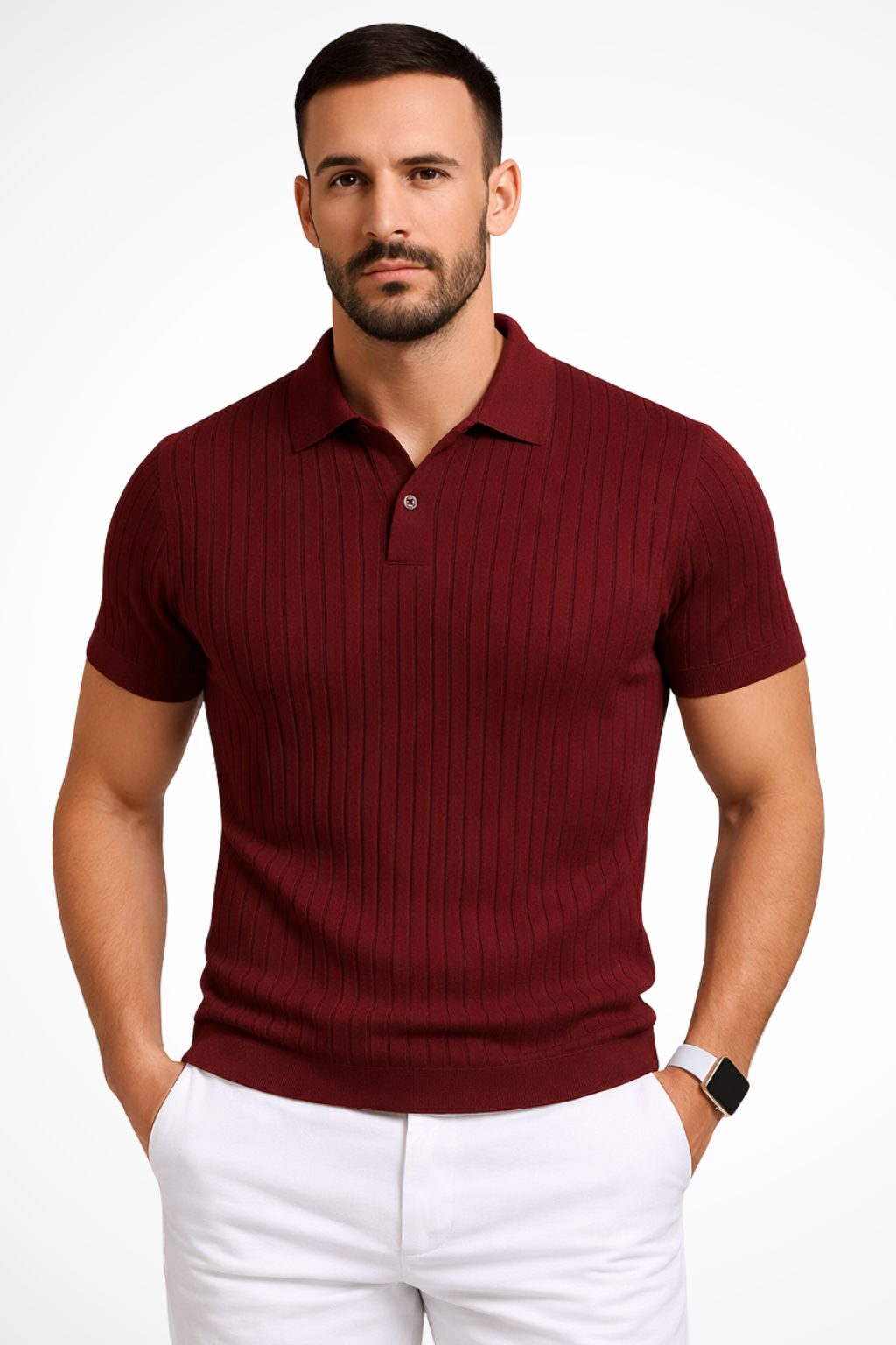 Ethan | Stylish Ribbed Muscle Fit Mens Polo Shirt 2