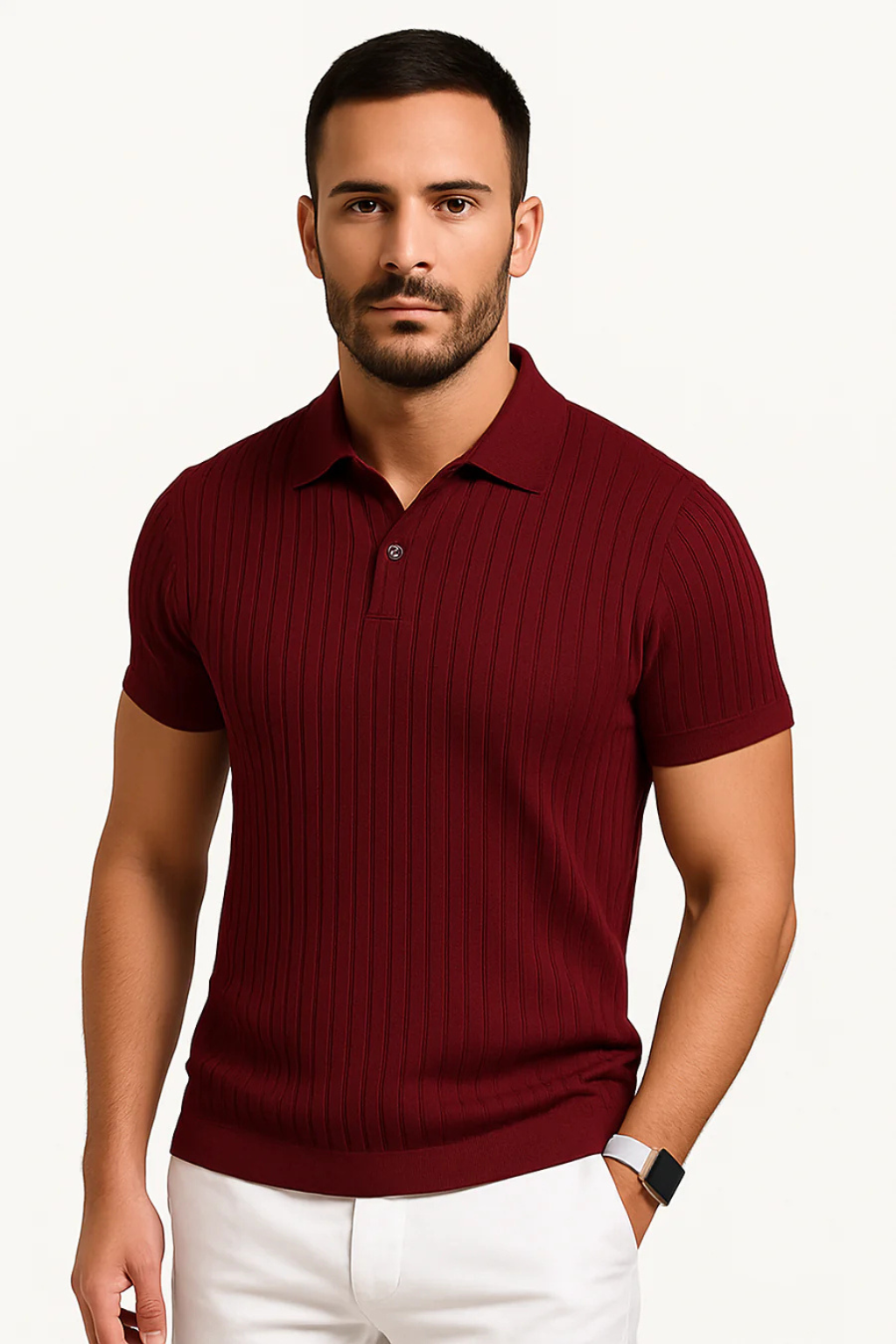 Ethan | Stylish Ribbed Muscle Fit Mens Polo Shirt 3