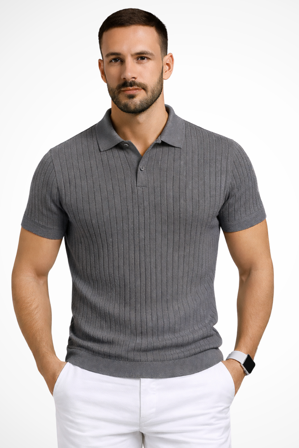 Ethan | Stylish Ribbed Muscle Fit Mens Polo Shirt 4
