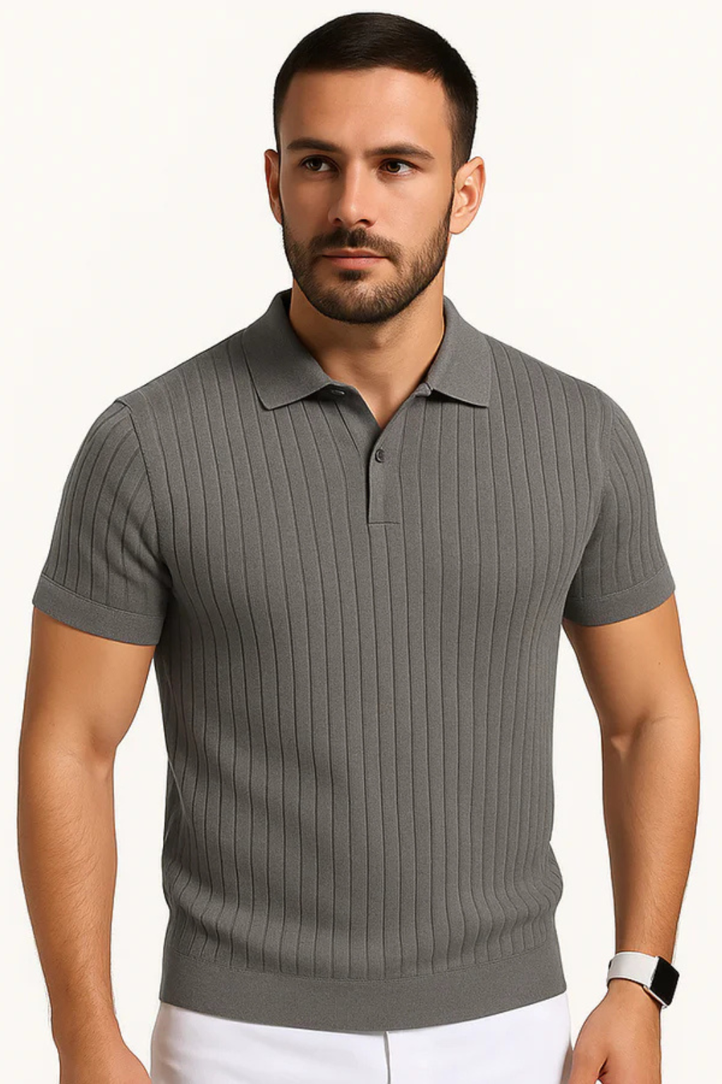 Ethan | Stylish Ribbed Muscle Fit Mens Polo Shirt 5