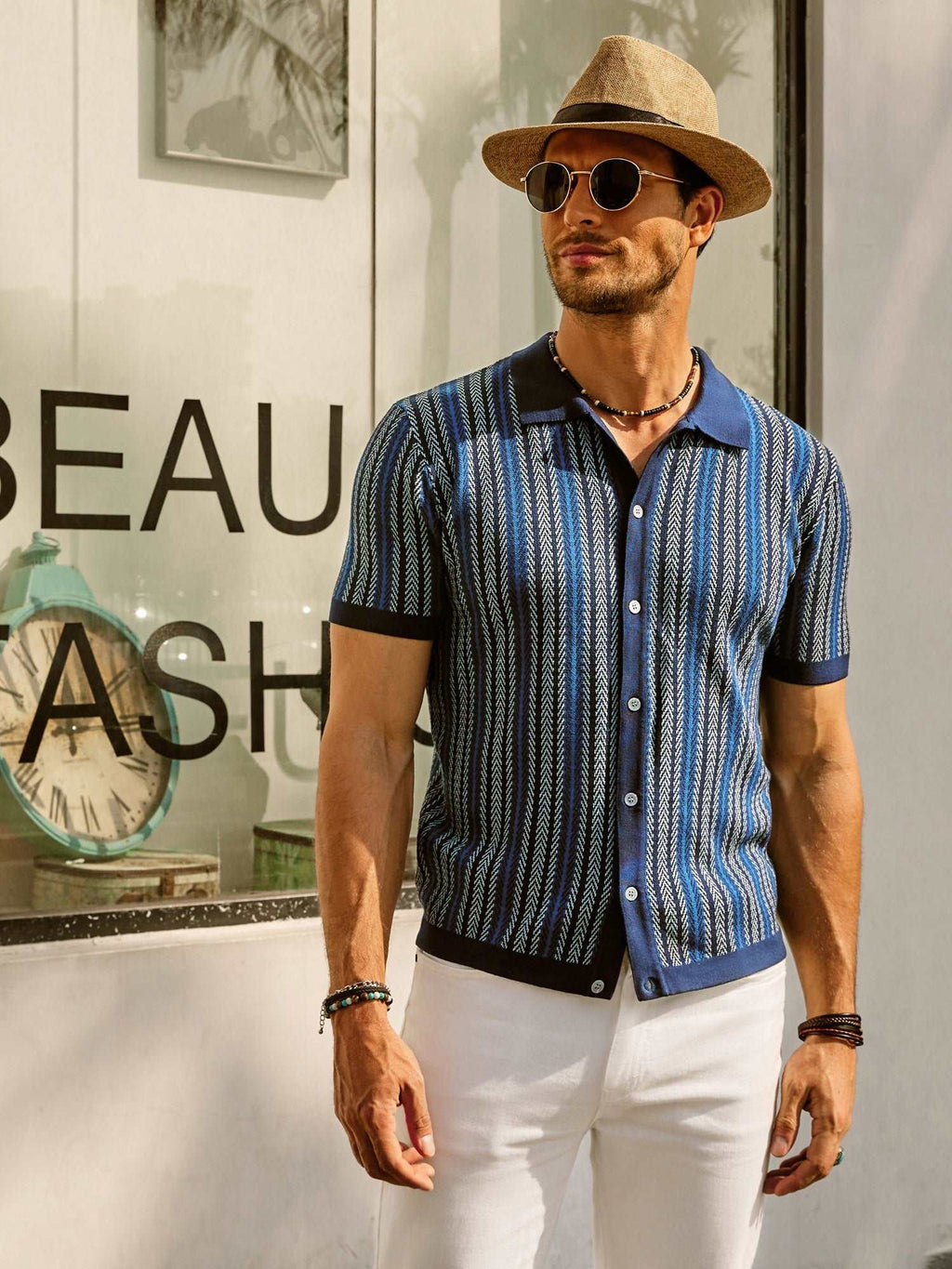 Ethan | Stylish Vintage Striped Mens Polo Shirt 10