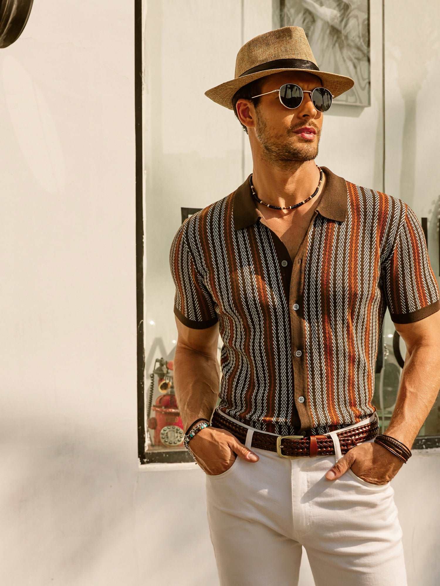 Ethan | Stylish Vintage Striped Mens Polo Shirt 2